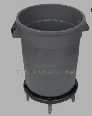 80ltr Commercial Round Kitchen Plastic Waste Bin With Rollers