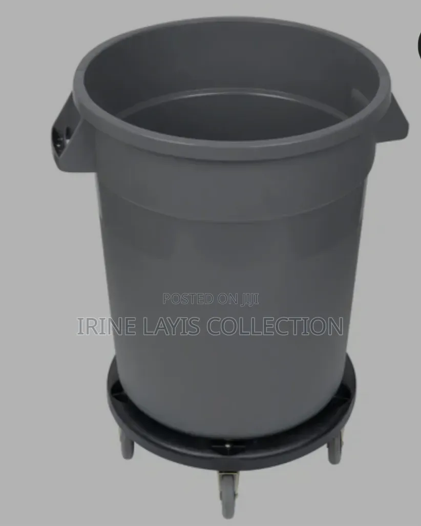80ltr Commercial Round Kitchen Plastic Waste Bin With Rollers