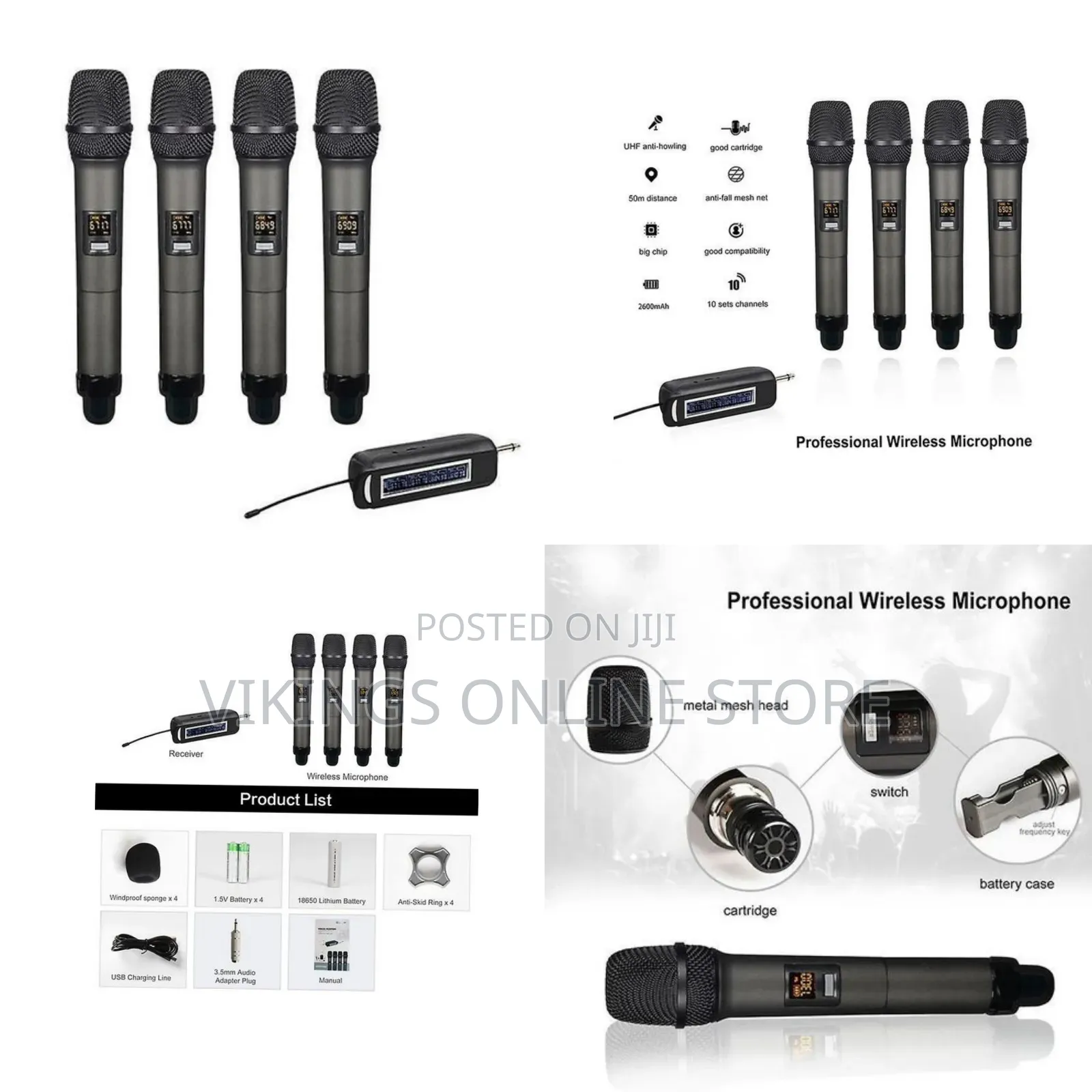 Borl Bo-104 Uhf Long Range Wireless Microphone 4 Channel Microphone