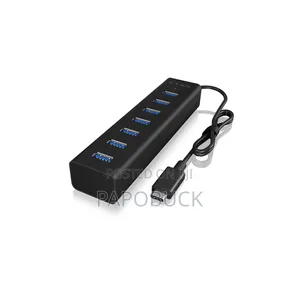 7-Port Usb 3.0 Hub Features a Slim Black Design With a 30cm Cable