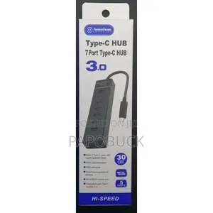 7-Port Usb 3.0 Hub Features a Slim Black Design With a 30cm Cable