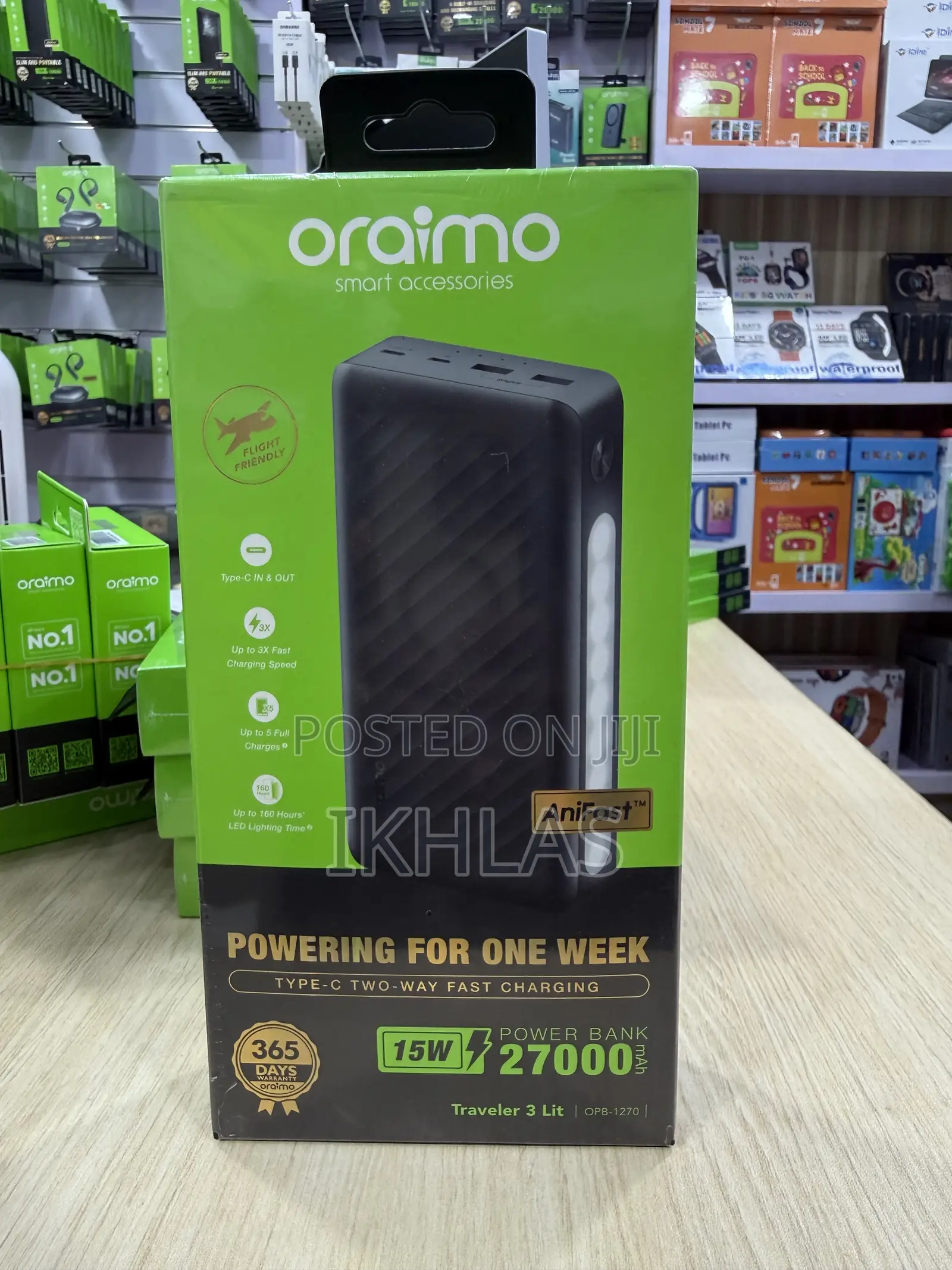 Oraimo Power Bank Traveler 3 Lit Opb-1270 It Has 27000mah With 15w
