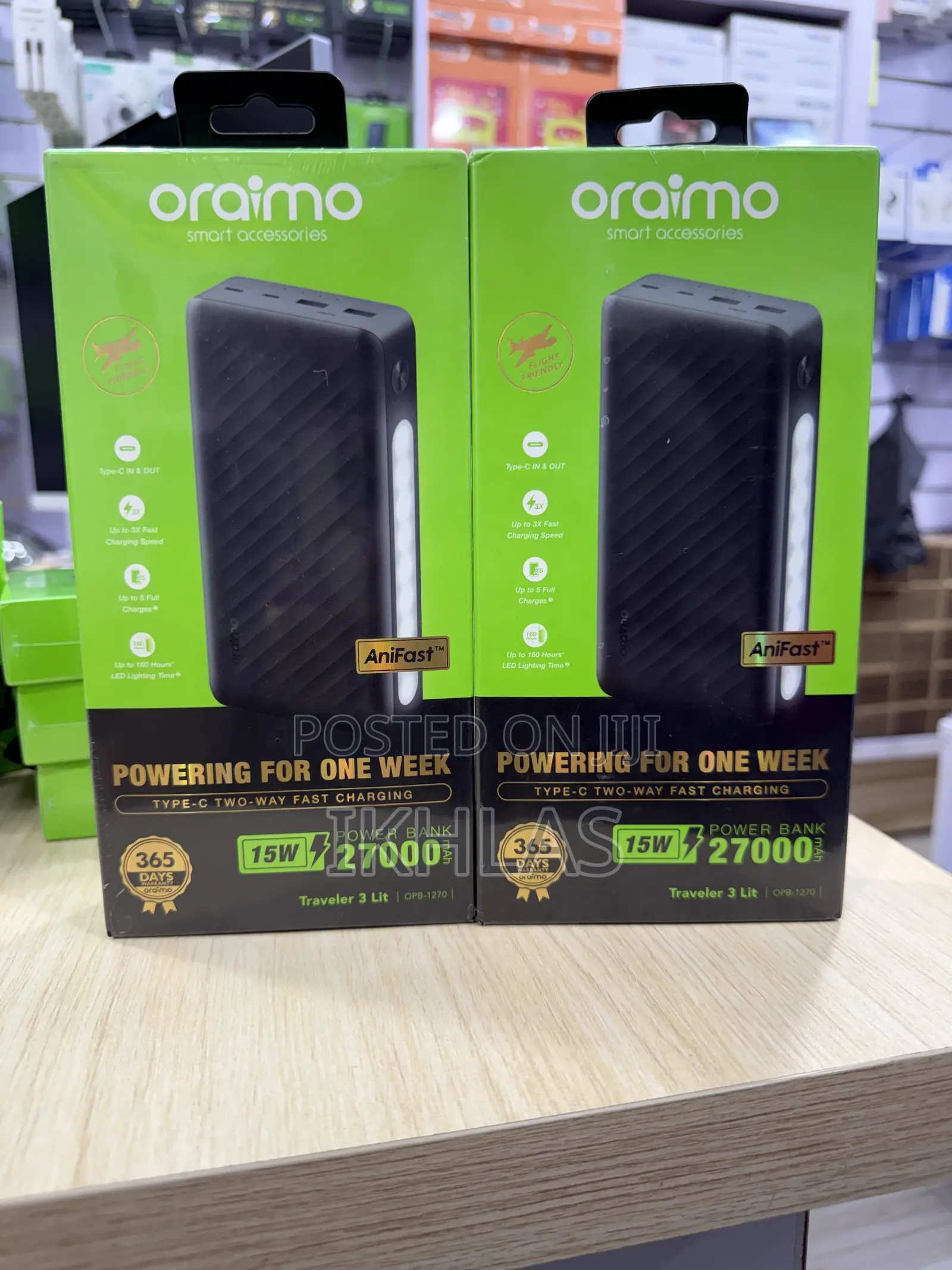 Oraimo Power Bank Traveler 3 Lit Opb-1270 It Has 27000mah With 15w