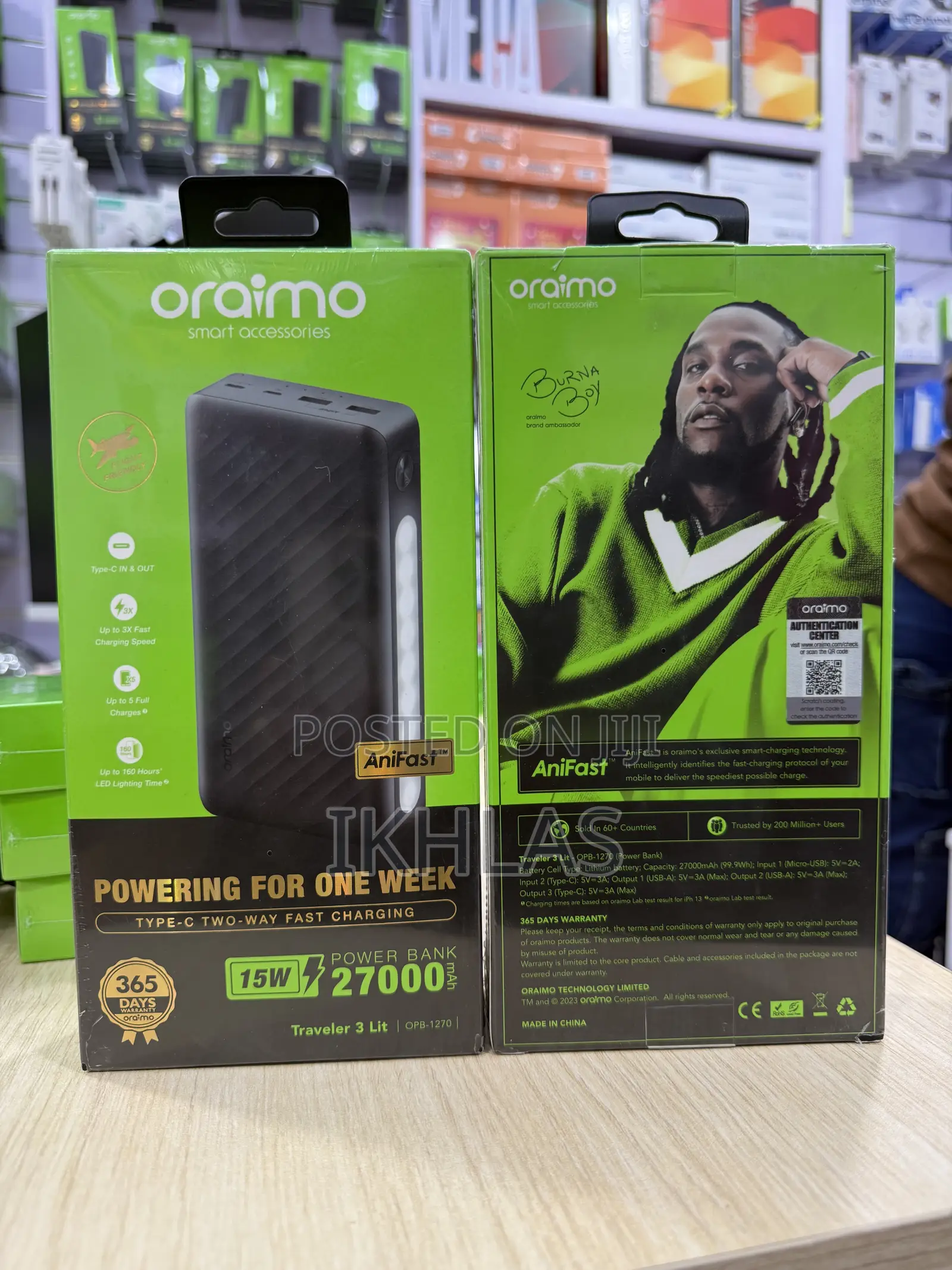 Oraimo Power Bank Traveler 3 Lit Opb-1270 It Has 27000mah With 15w