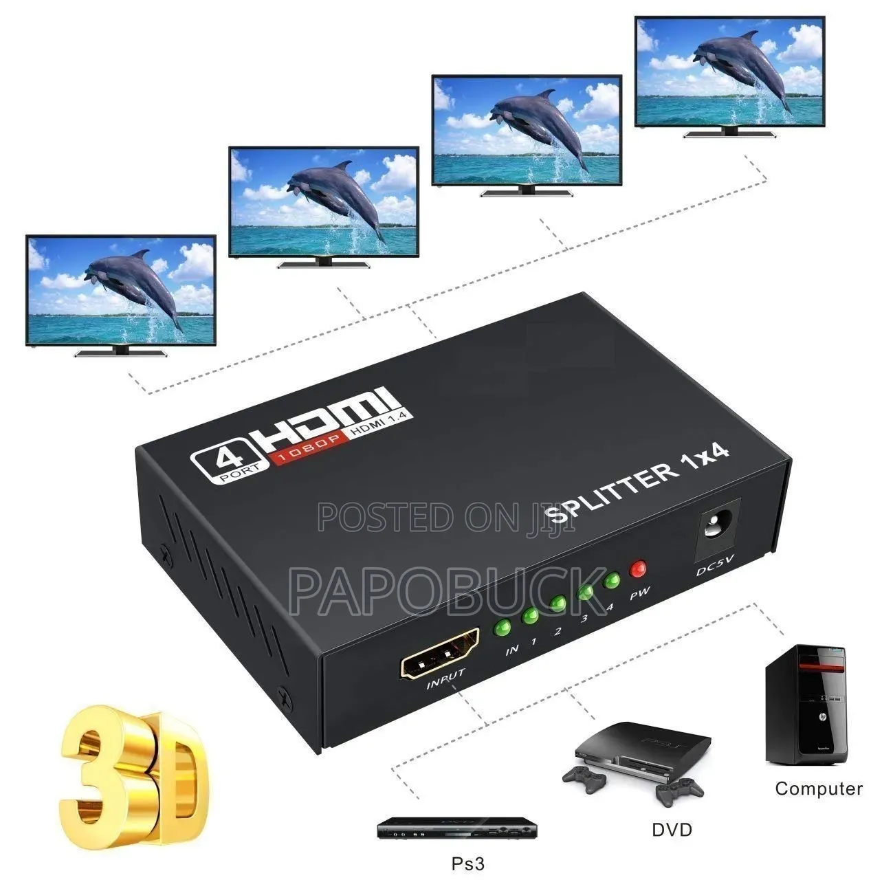 1x4 Hdmi Splitter (Model Awx-Hd1x4)