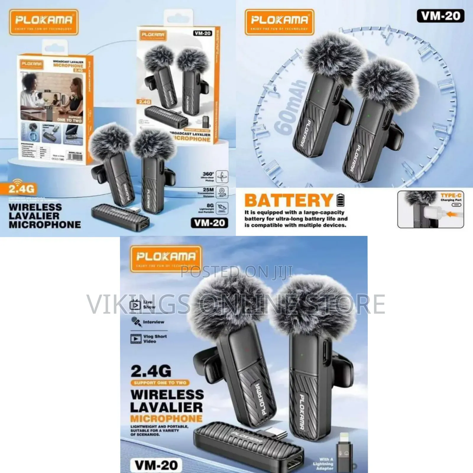Plokama Vm20 Mic Wireless Clip-on Microphone Lavalier Hp Plug Play