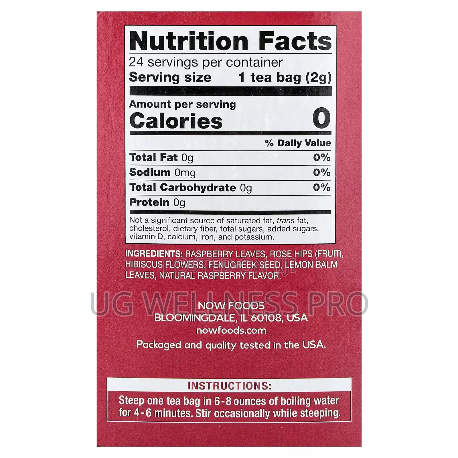 Now Foods Everyday Wellness Tea, Red Raspberry, Caffeine-Free, 24 Bags
