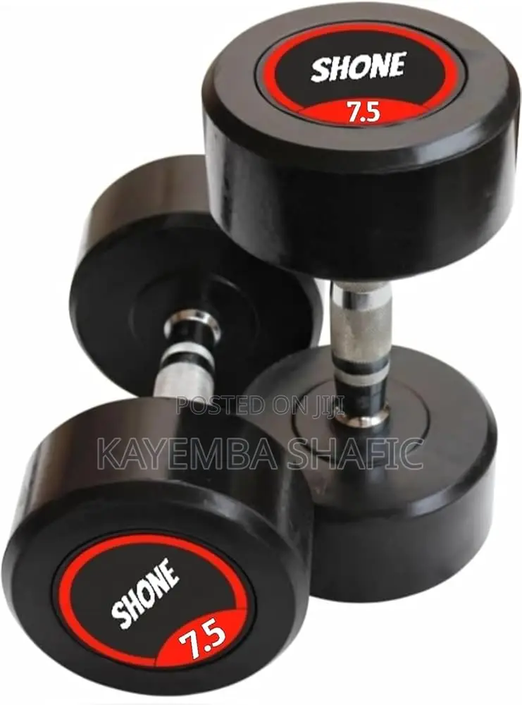 Pair of Shone 7.5kg Rubber Bouncer Dumbbells (15kg Total)