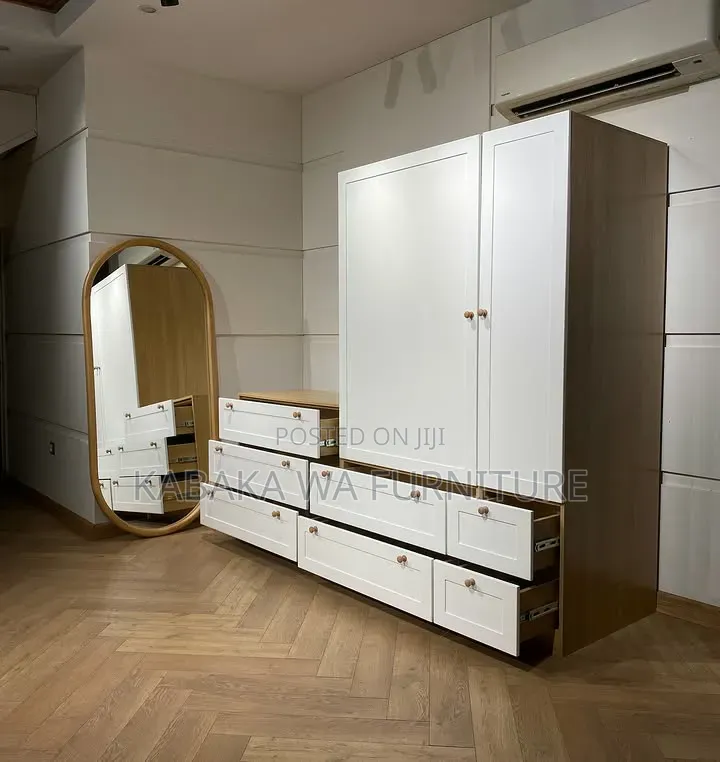 Wardrobe/ White /and Brown Wooden /Wardrobe With Storage/