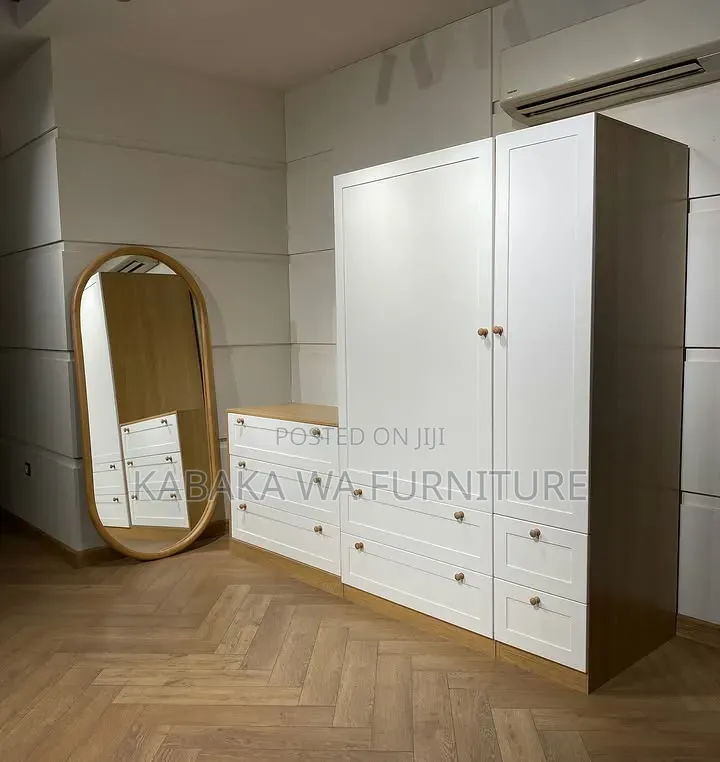 Wardrobe/ White /and Brown Wooden /Wardrobe With Storage/