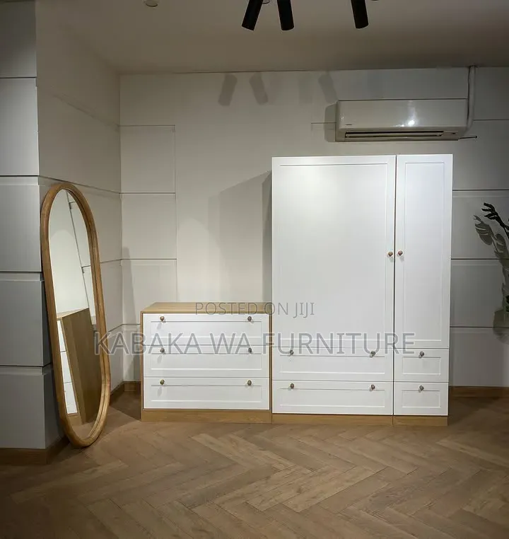 Wardrobe/ White /and Brown Wooden /Wardrobe With Storage/