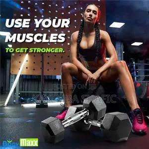 Pair of 25kg Rubber Coated Hex Dumbbells (50kg Total)