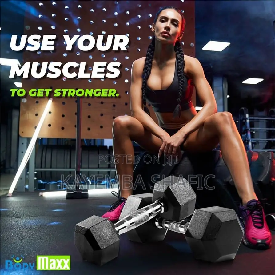 Pair of 25kg Rubber Coated Hex Dumbbells (50kg Total)