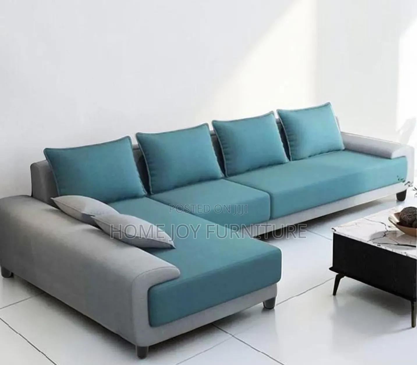 High-Density Gray Blue Couch
