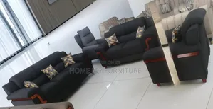 6seater High-Density Charcoal Gray Sofa Set