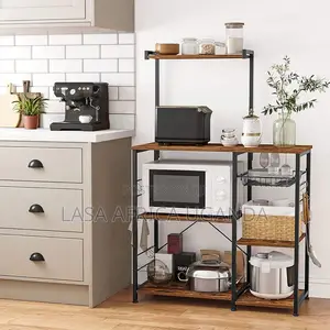 Lazava Bakers Rack Coffee Station Microwave Ove.