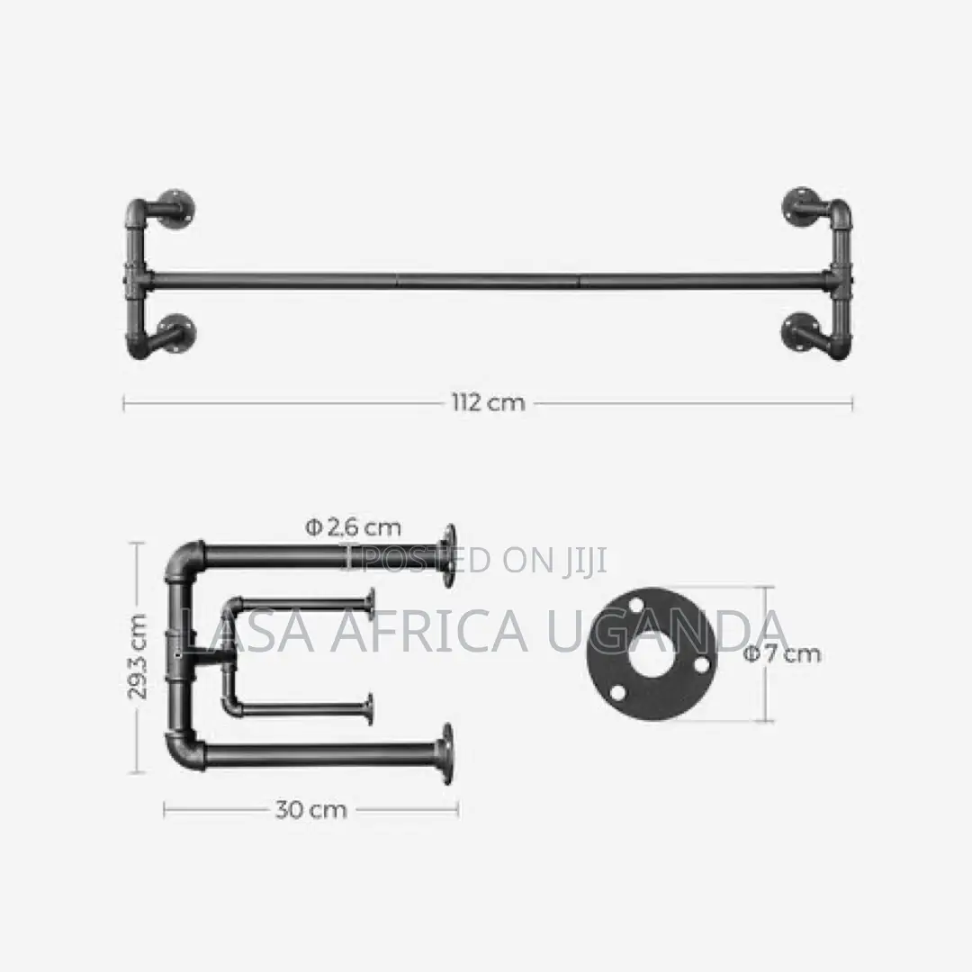 Lasa Industrial Wall-mounted Clothes Rail - Bla. | Lasa