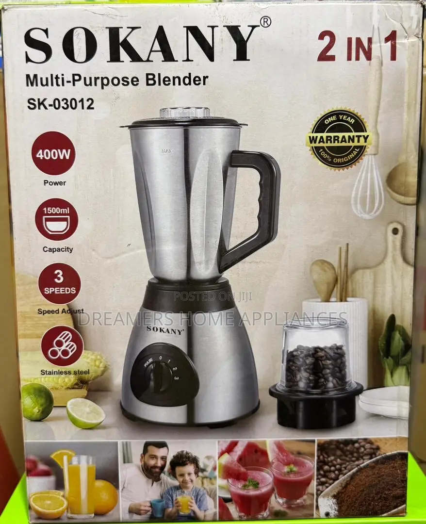 Sokany 1.5 Litre 2in1 Stainless Steel Blender