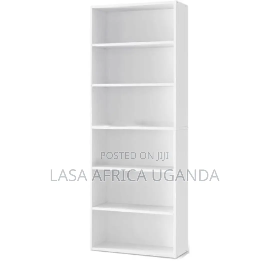 6-shelf Bookcase - White Wooden Storage Unit For Home & Office