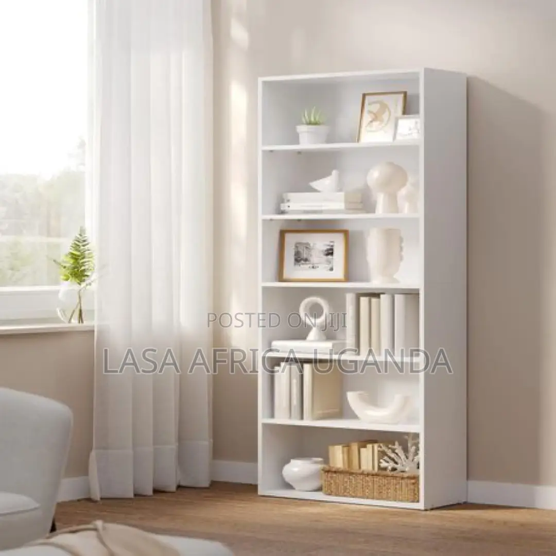 6-shelf Bookcase - White Wooden Storage Unit For Home & Office