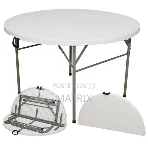 Round Folding Table, Indoor Outdoor Plastic Dining Card Table