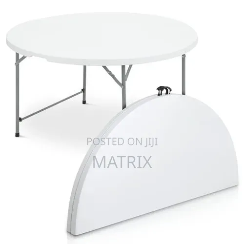 Round Folding Table, Indoor Outdoor Plastic Dining Card Table