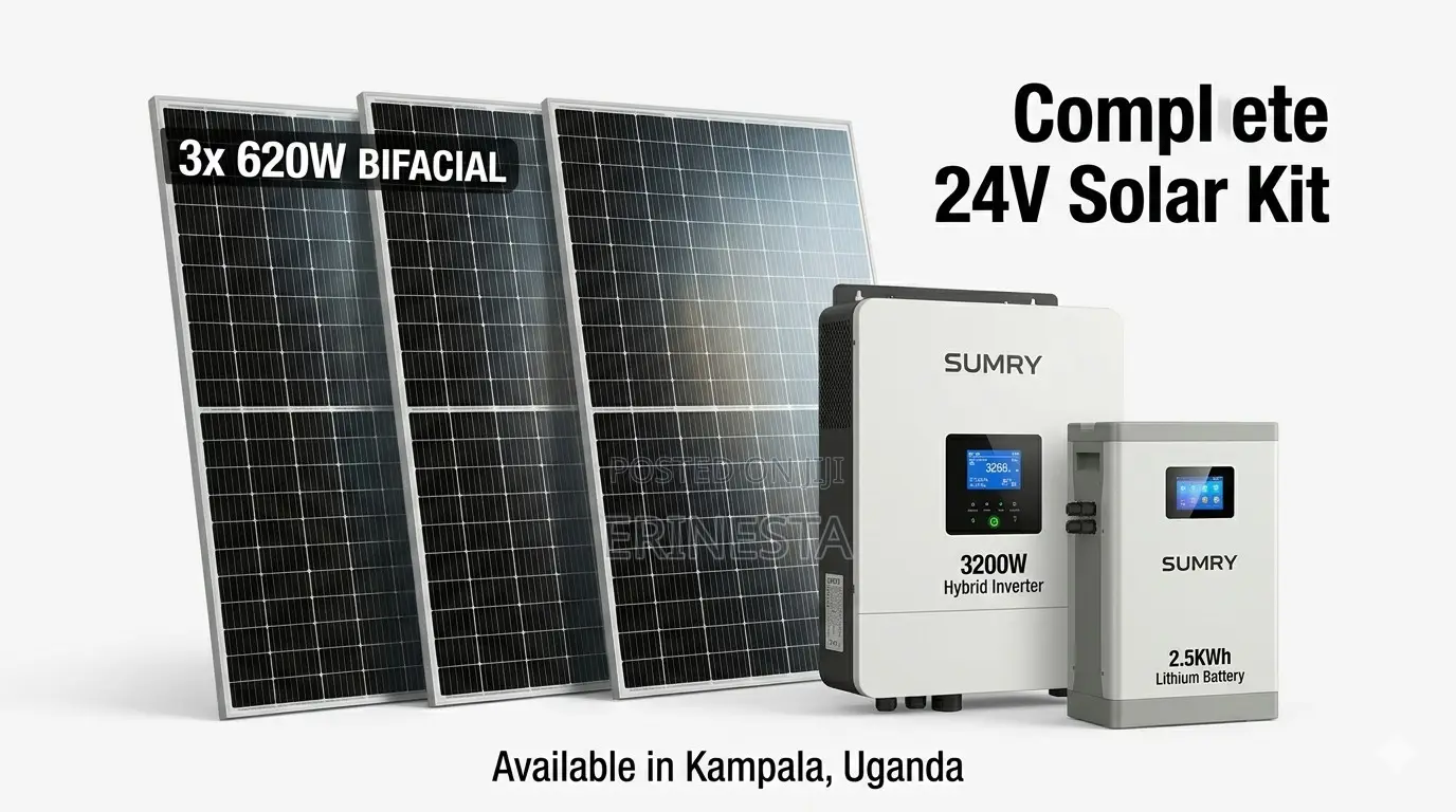 2.5kwh Solar System| 3200w Inverter + 2.5kwh Lifepo4 + 3x 620w Panel