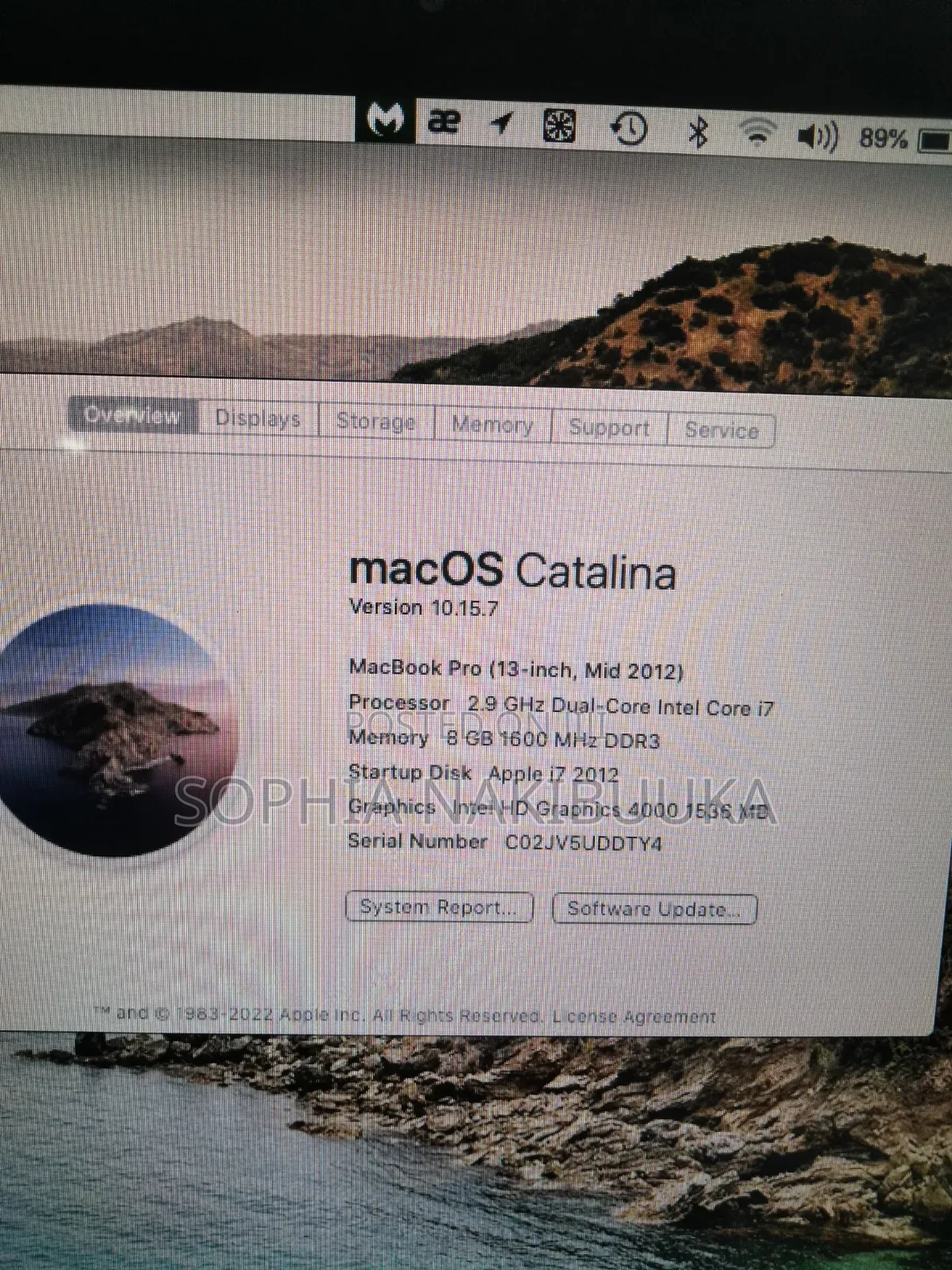 Laptop Apple MacBook Pro 2012 8GB Intel Core i7 HDD 250GB