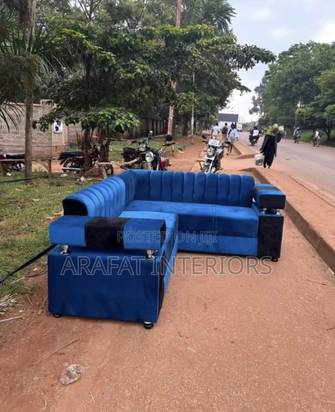 Luxury Lounge With This Stunning Blue Velvet Sectional Sofa! 