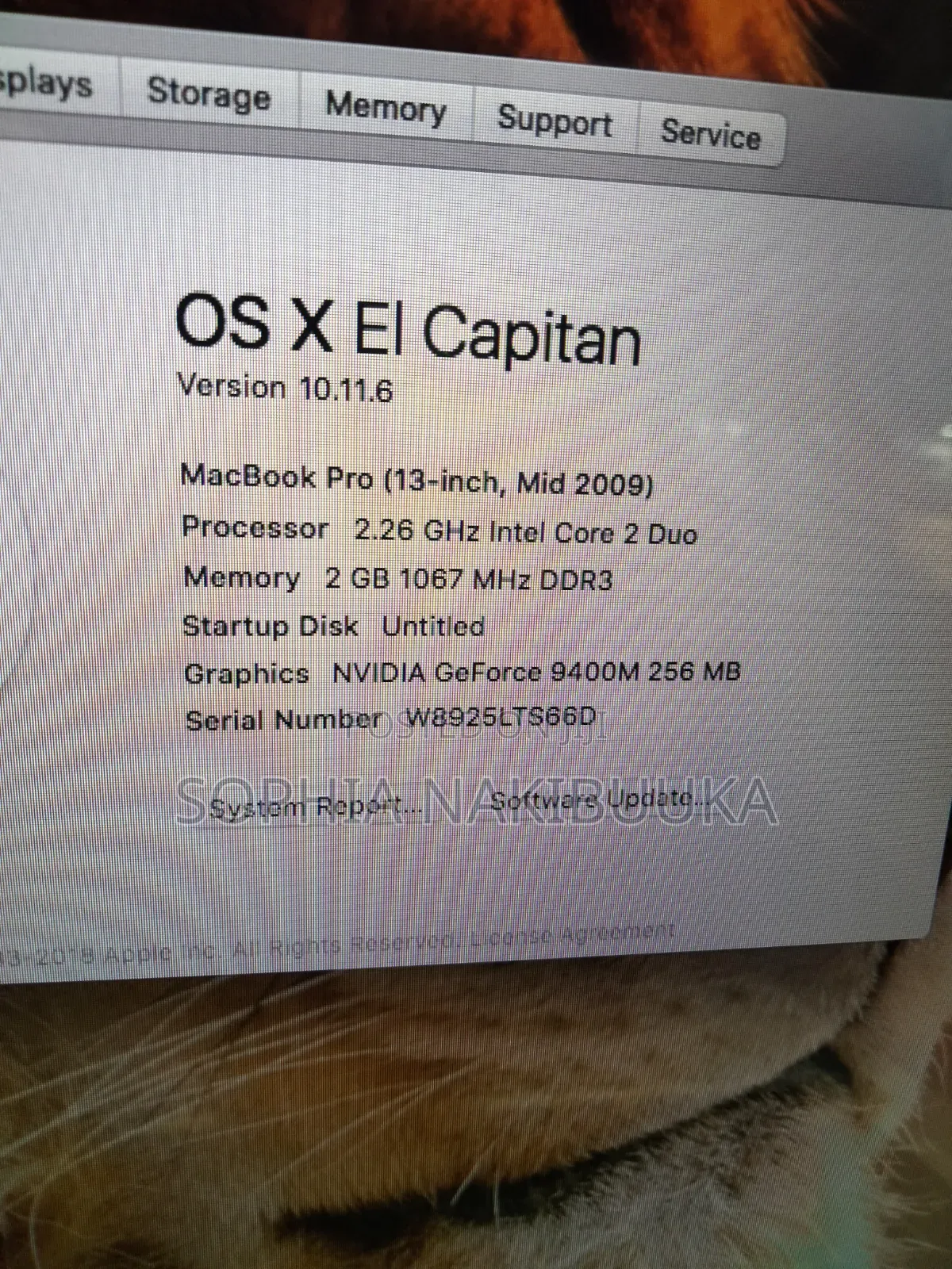 Laptop Apple MacBook Pro 2009 2GB Intel Core 2 Duo HDD 320GB