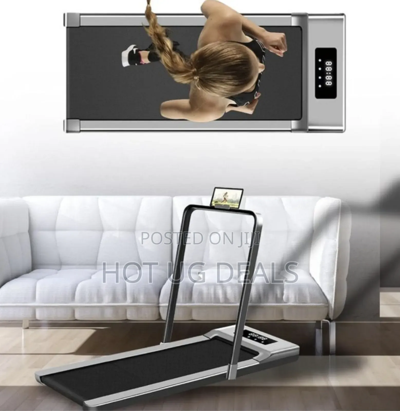 Foldable Home Electric Treadmill / Walking Pad- Grey and Black