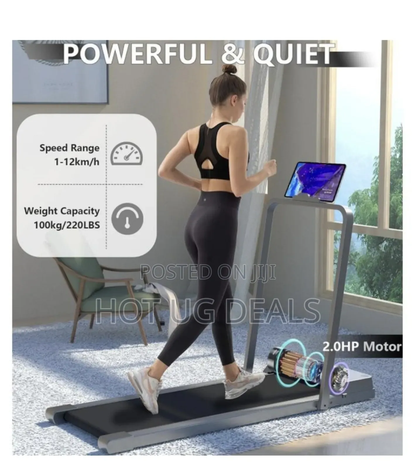 Foldable Home Electric Treadmill / Walking Pad- Grey and Black