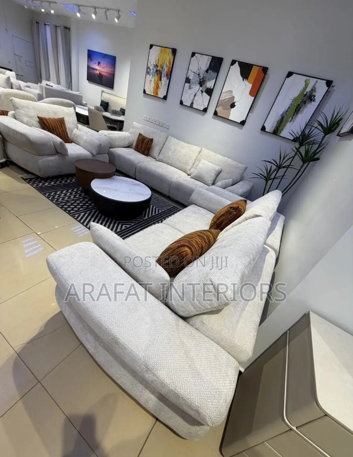 Beautiful Modern Light Gray / Cream L-Shaped Sectional Sofa