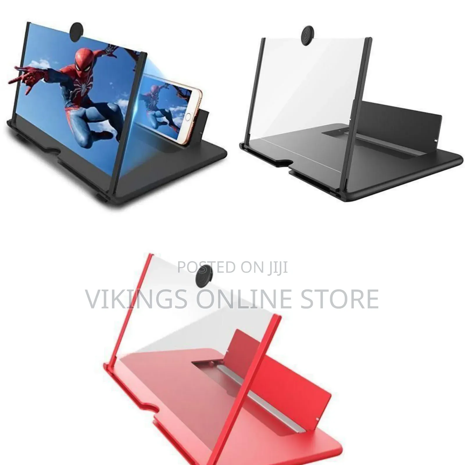 Mobile Phone Screen Magnifier, Amplifier With Holder Stand-Red, White