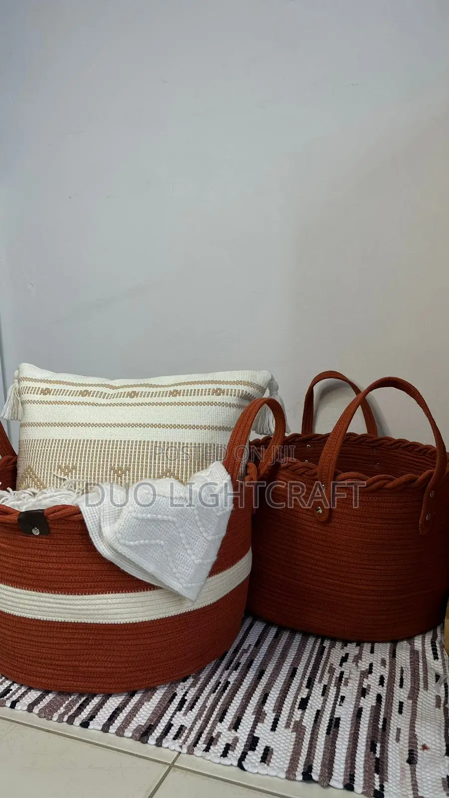 Handwoven Cotton Cord Storage Baskets