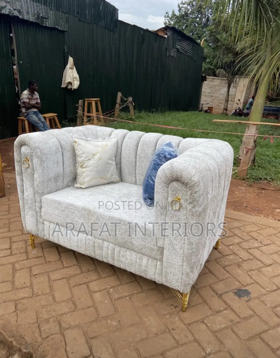 Contemporary Grey Fabric Sectional Sofa
