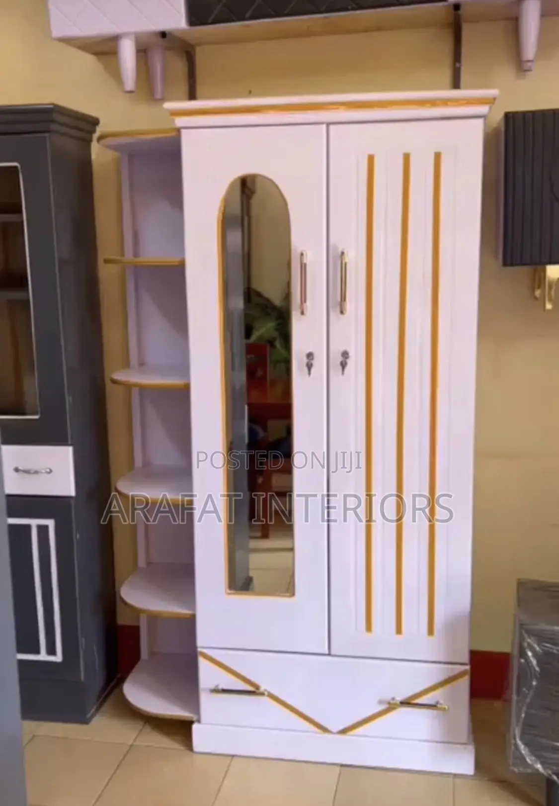 Elegant White Mirror Wardrobe