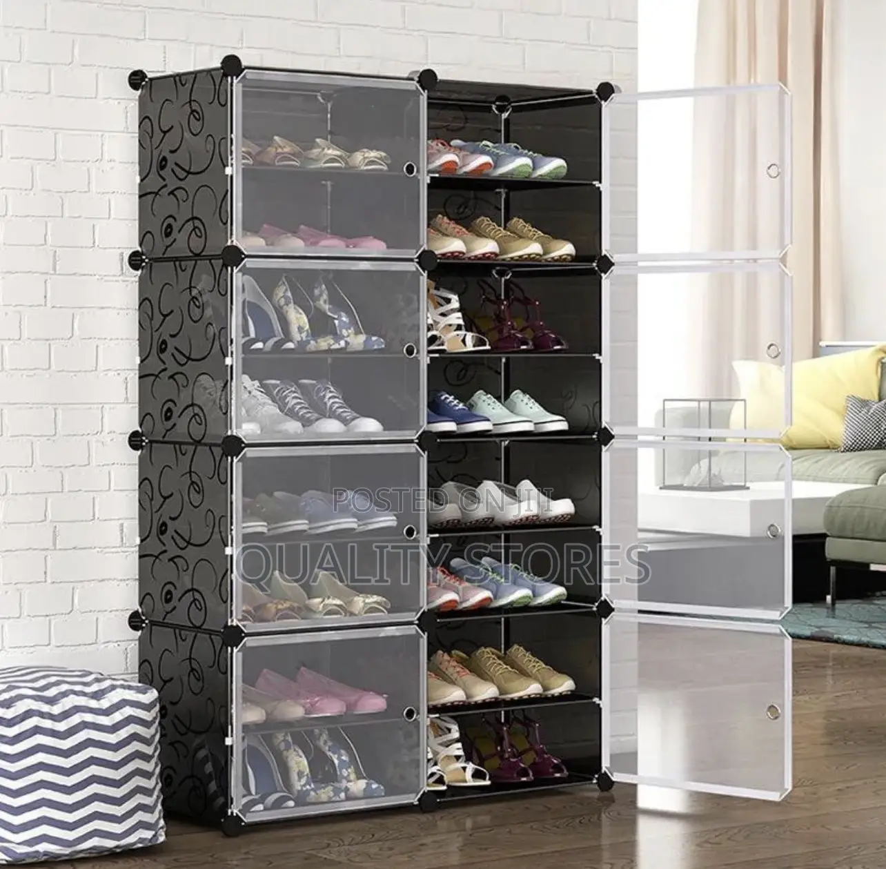 Two Column Plastic Shoe Rack Four Rows