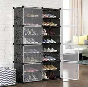 Two Column Plastic Shoe Rack Four Rows