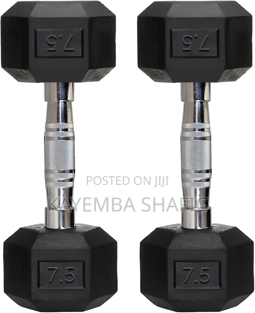 Pair of 17.5kg Heavy Duty Rubber Coated Hex Dumbbells (35kg Total)