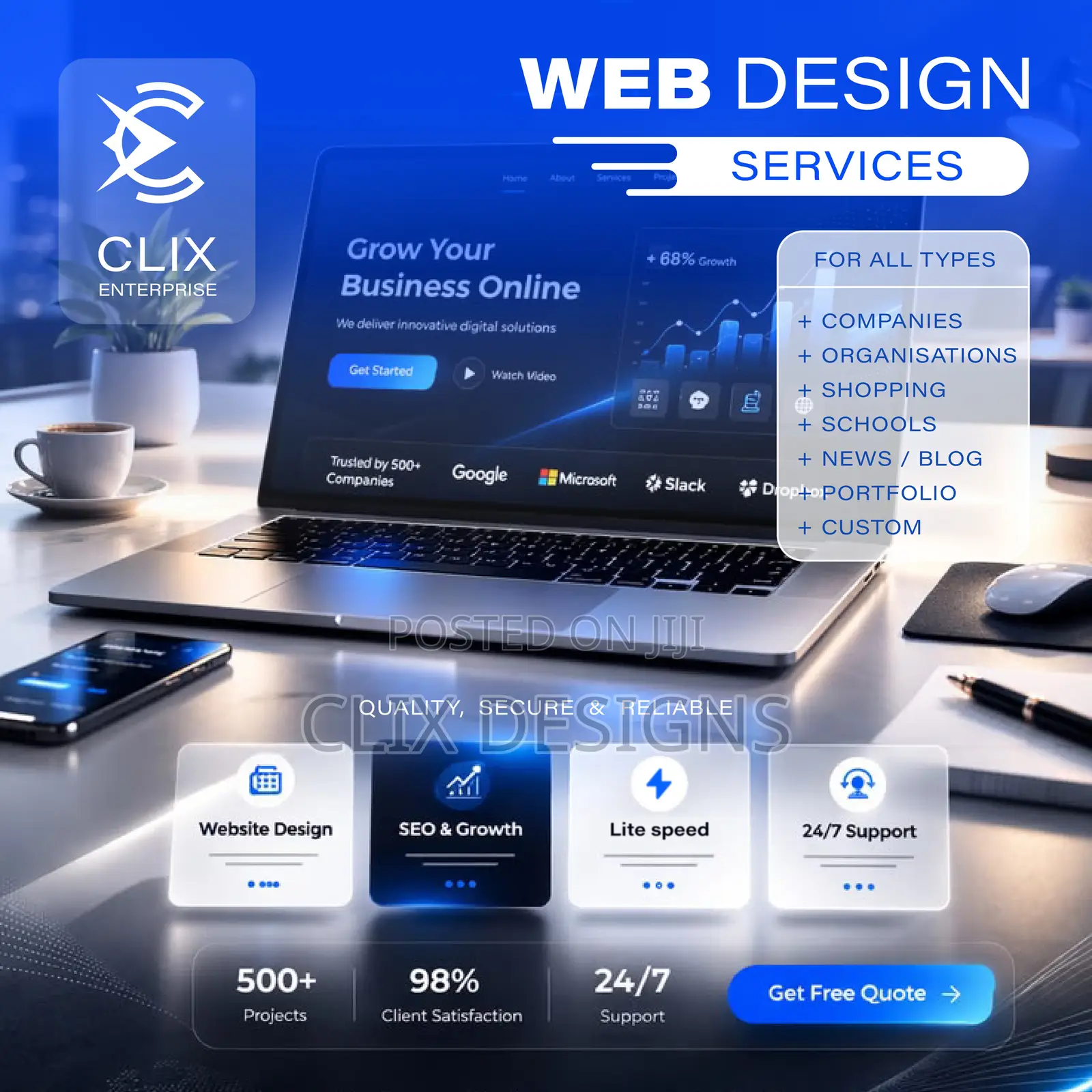 Quality Website Designer /Development Service (Web + Hosting + Domain)
