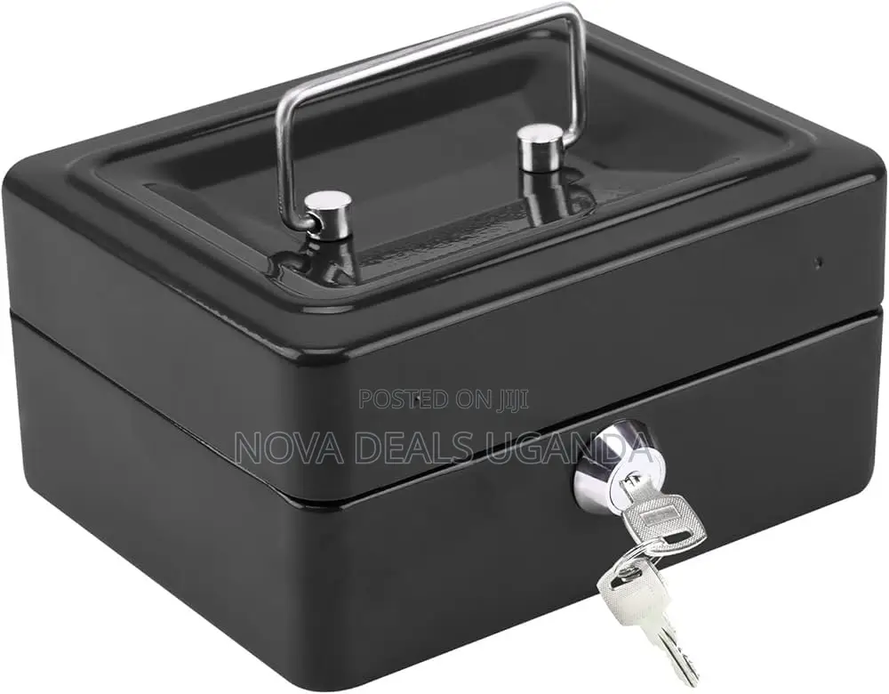 Metal Locking Money Box With Key Lock, Portable Petty Cash Deposittin