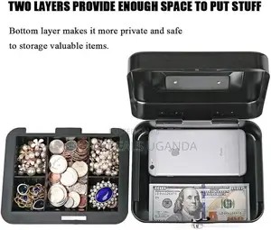 Metal Locking Money Box With Key Lock, Portable Petty Cash Deposittin