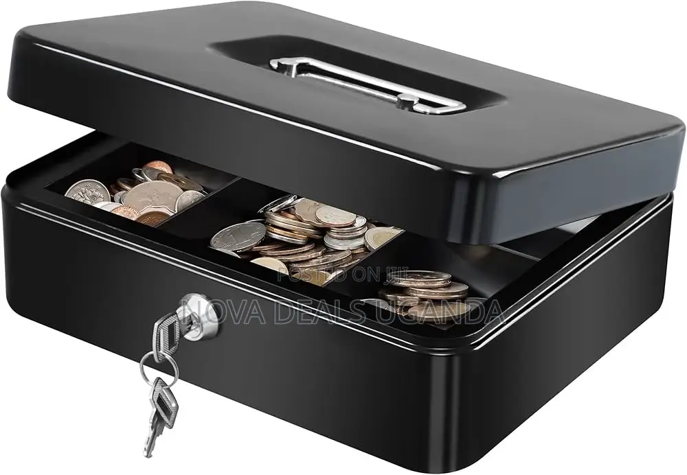 10inch Metal Cash Box With Money Tray and Lock 250mmx200mmx190mm