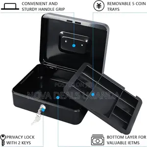 10inch Metal Cash Box With Money Tray and Lock 250mmx200mmx190mm