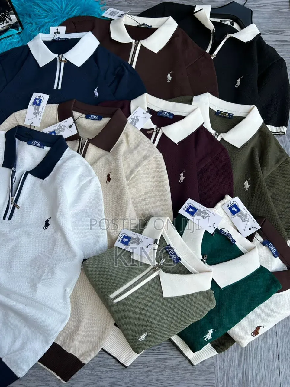 Knitted Zipper Polo Shirts in Various Colors