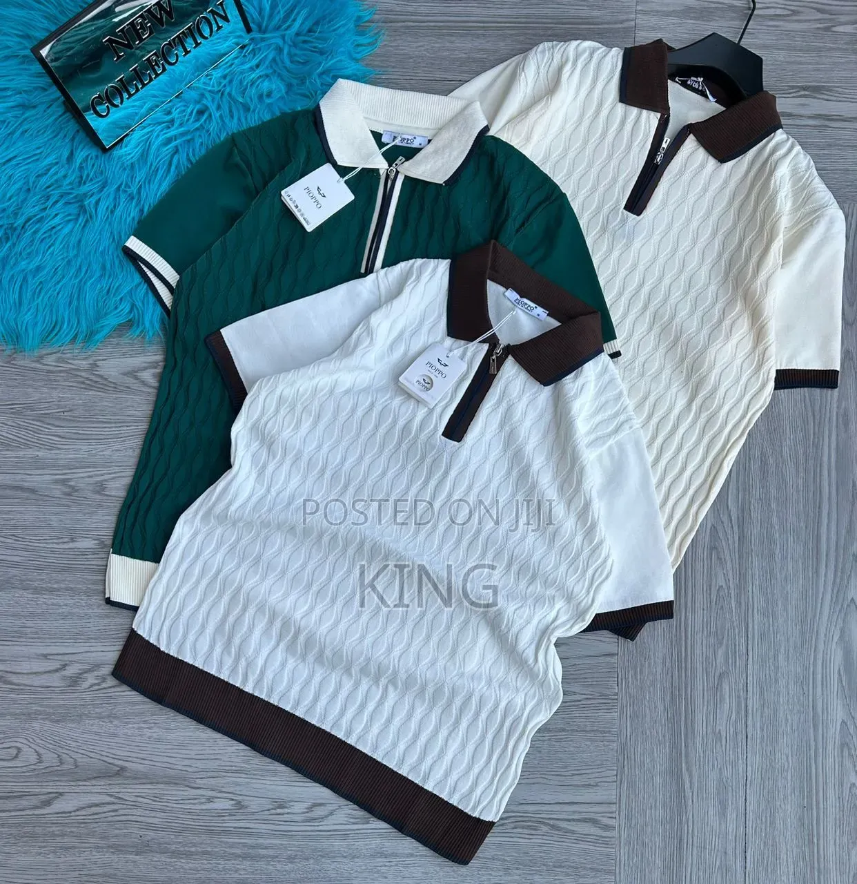 Knitted Zipper Polo Shirts in Various Colors