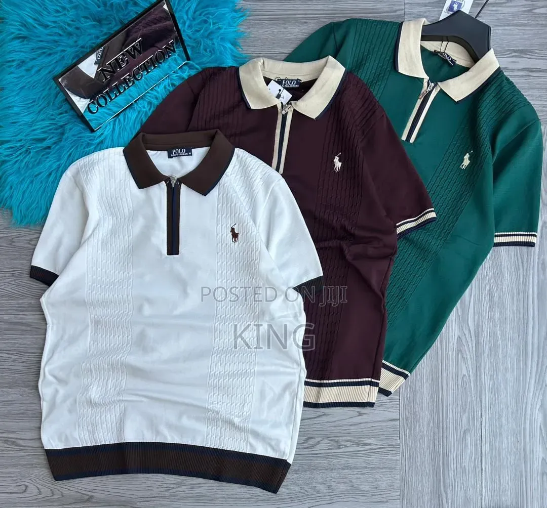Knitted Zipper Polo Shirts in Various Colors