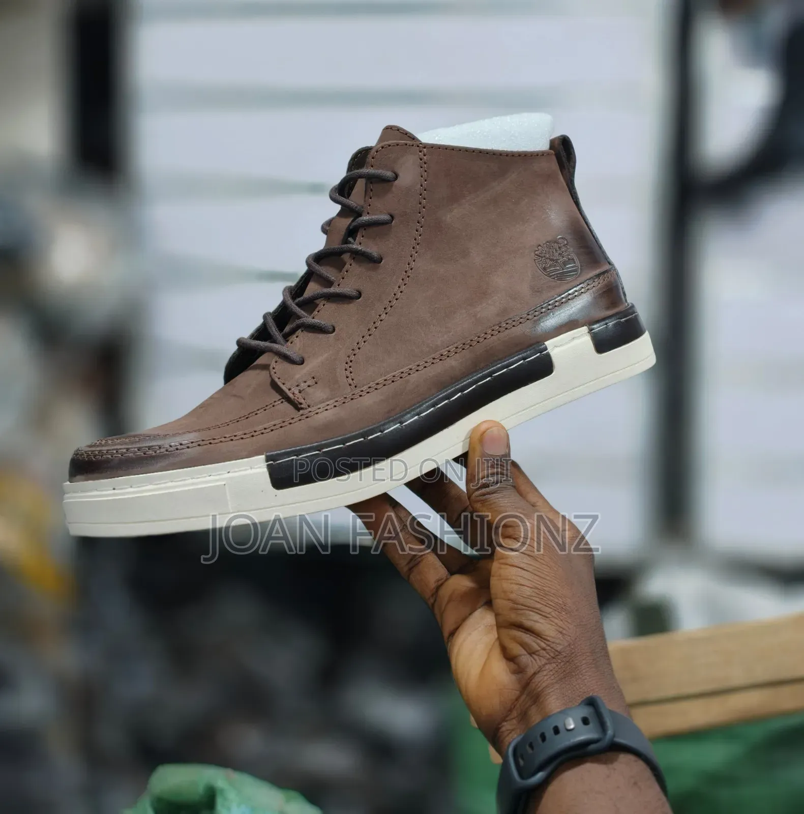 Timberland Men's High Top Lace Up Boots-Coffee\White