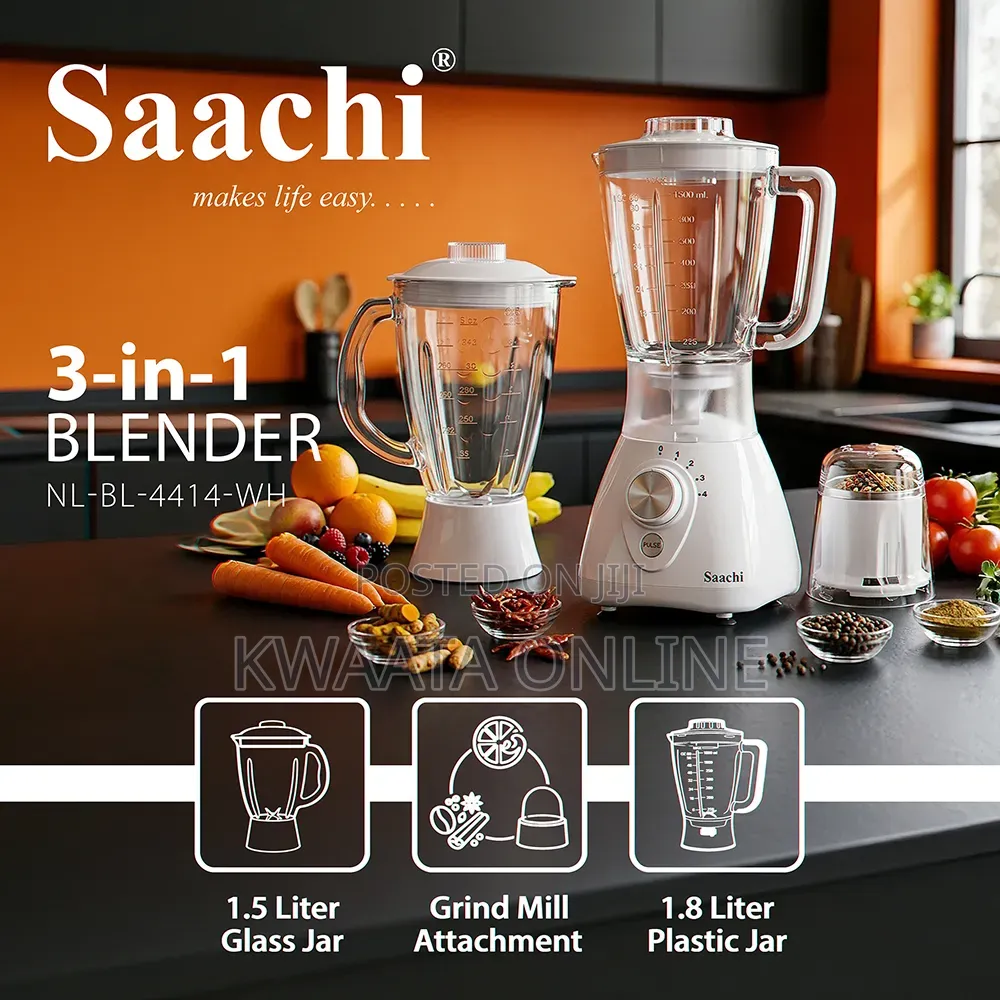 3 in 1 Blender Saachi Nl-Bl-4361-White With Auto-Clean